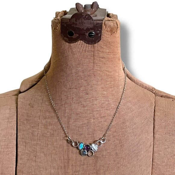 Silpada Sterling Silver 925 Necklace Roman Glass Amethyst Opal Labradorite Rare - Picture 12 of 16